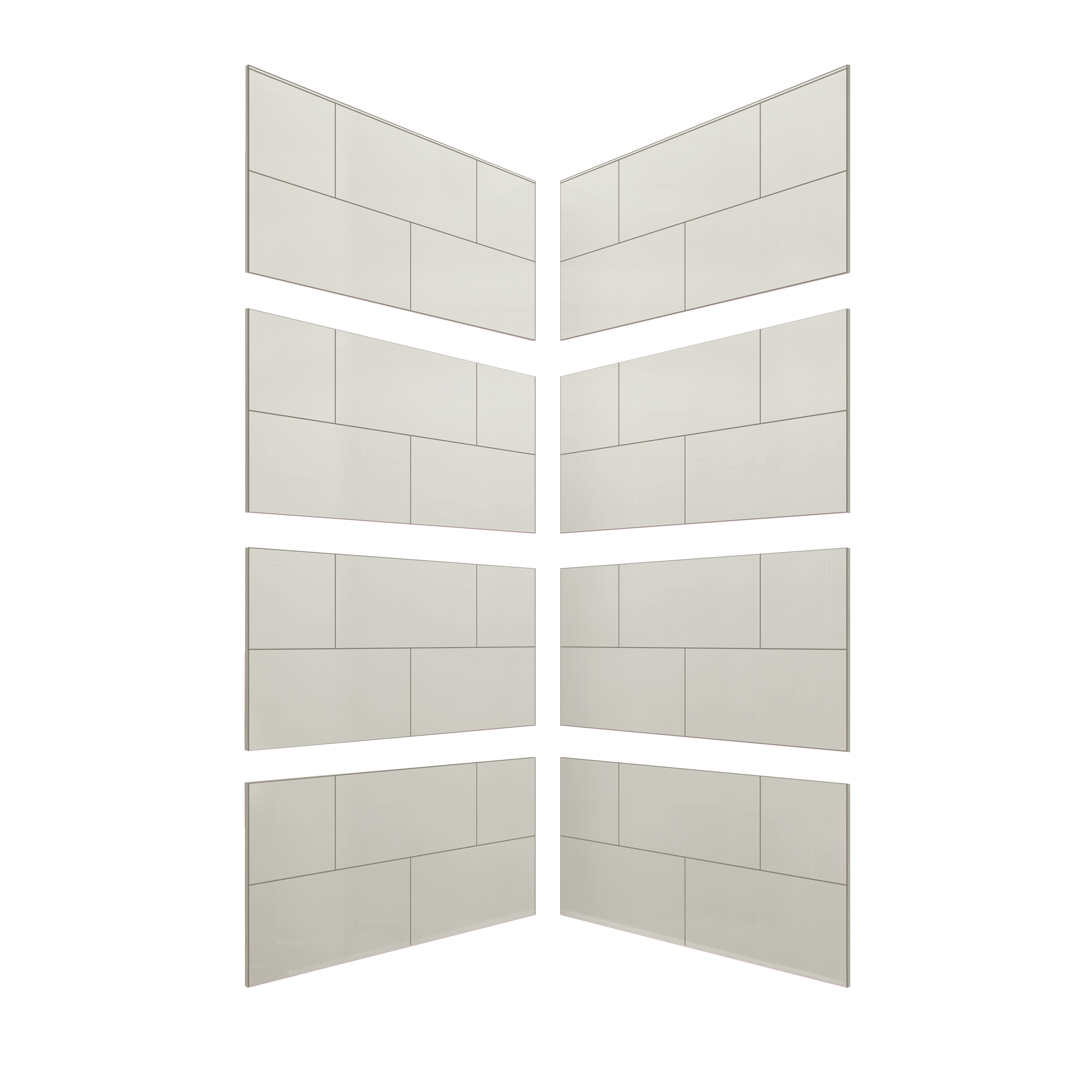 12"x24" Running Bond Subway Corner Shower