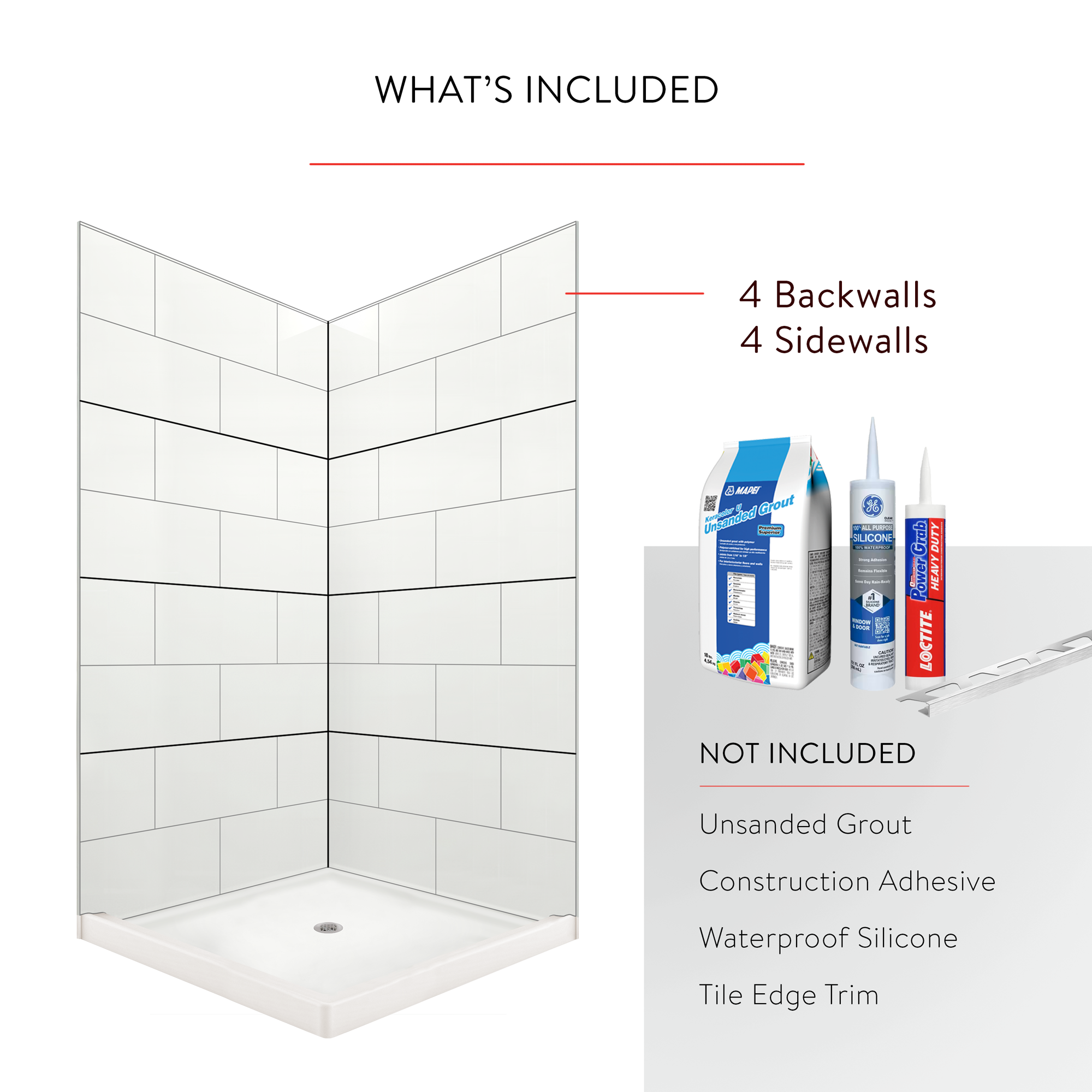 12"x24" Running Bond Subway Corner Shower
