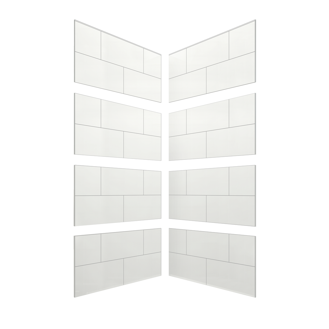 12"x24" Running Bond Subway Corner Shower