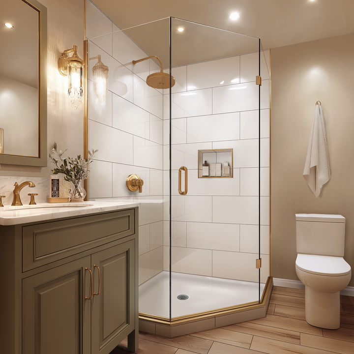 12"x24" Running Bond Subway Corner Shower