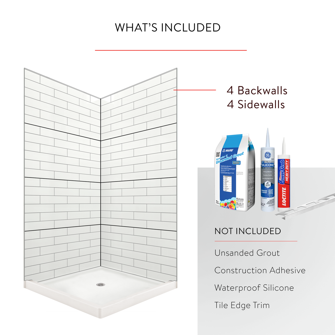4"x16" Running Bond Subway Corner Shower