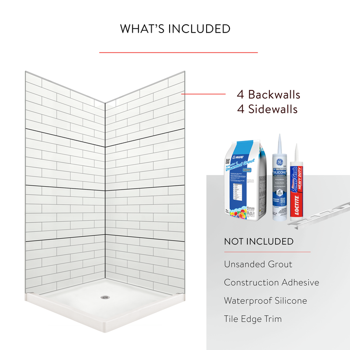 4"x16" Running Bond Subway Corner Shower