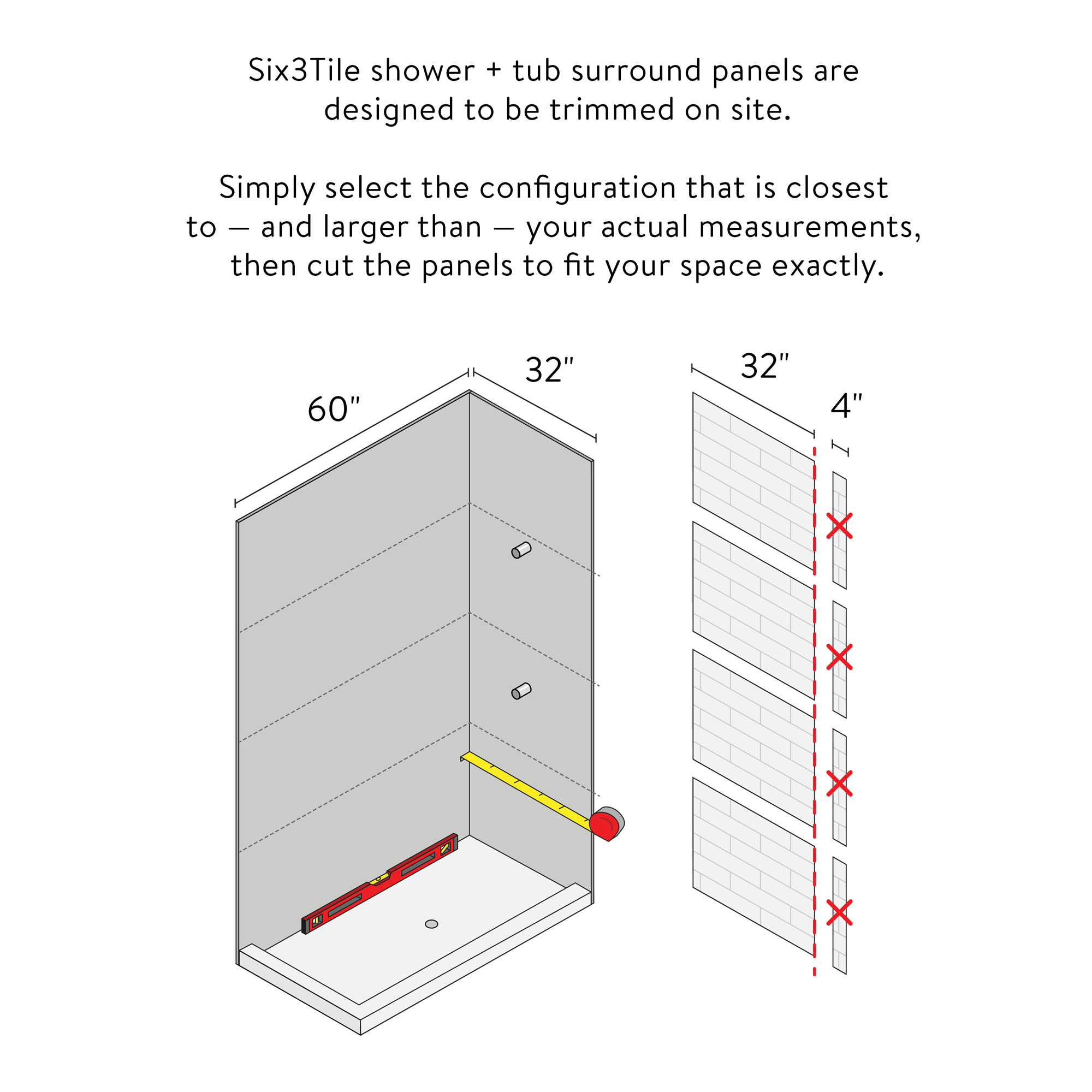 12"x24" Running Bond Subway Corner Shower