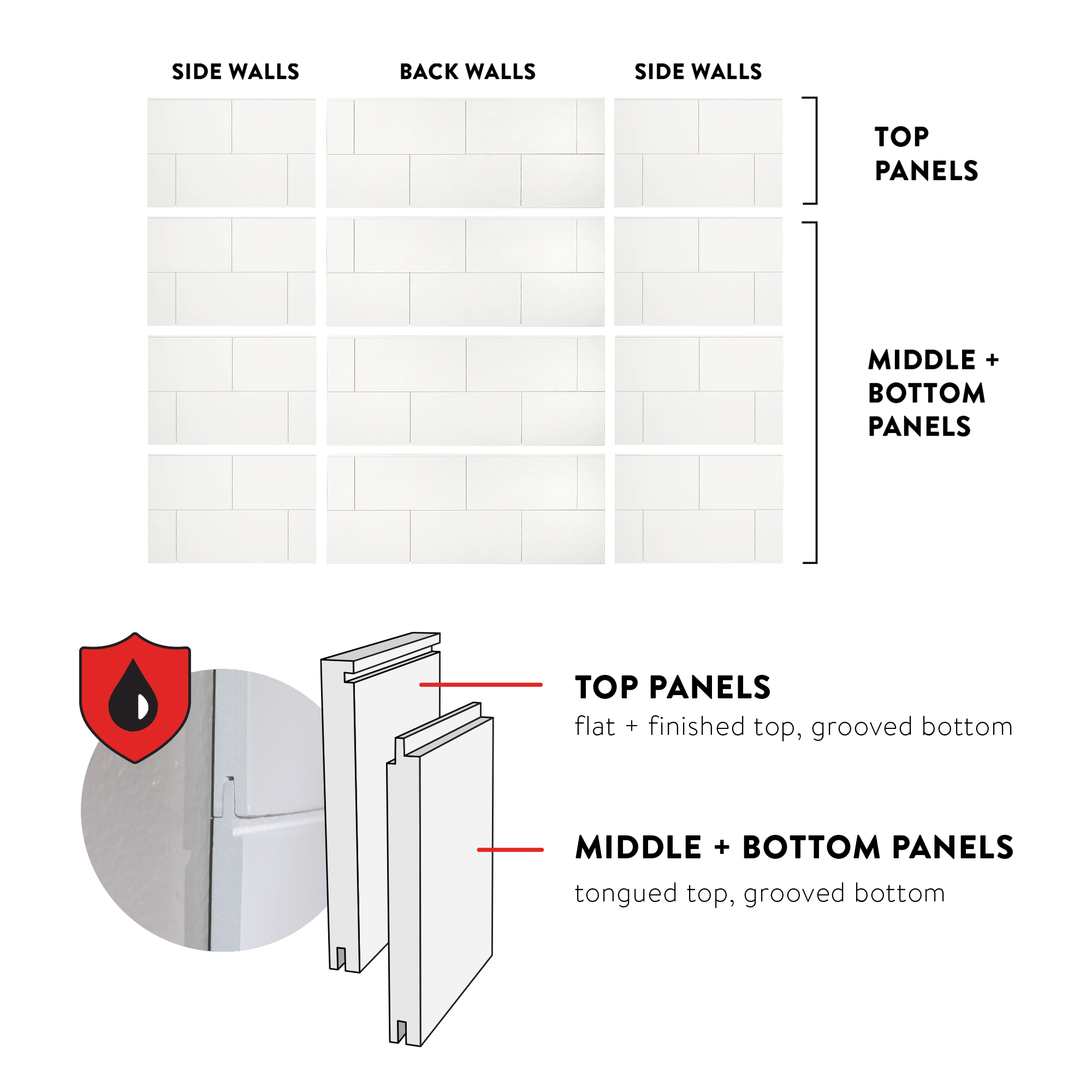 12"x24" Running Bond Subway Shower