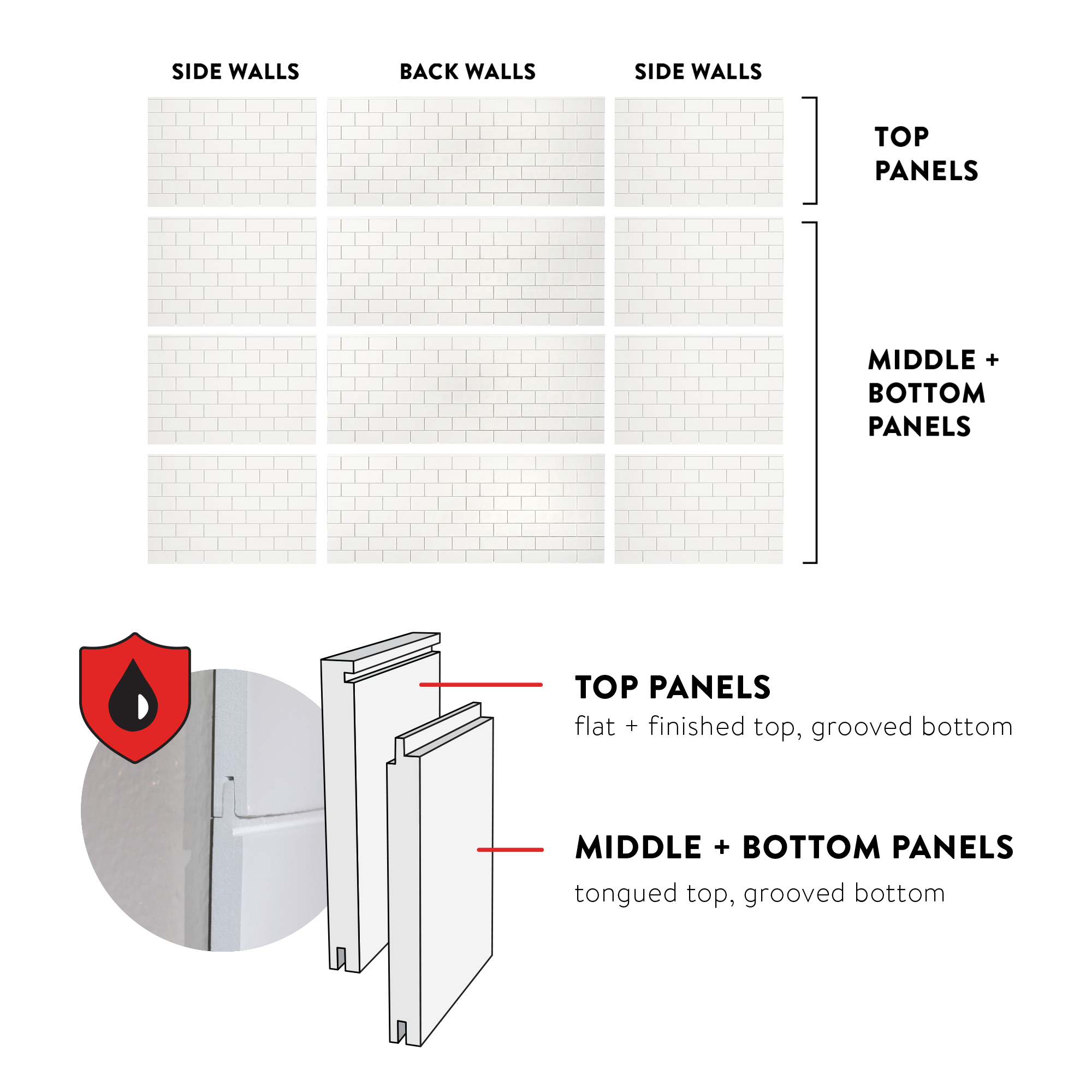 3"x6" Running Bond Subway Shower