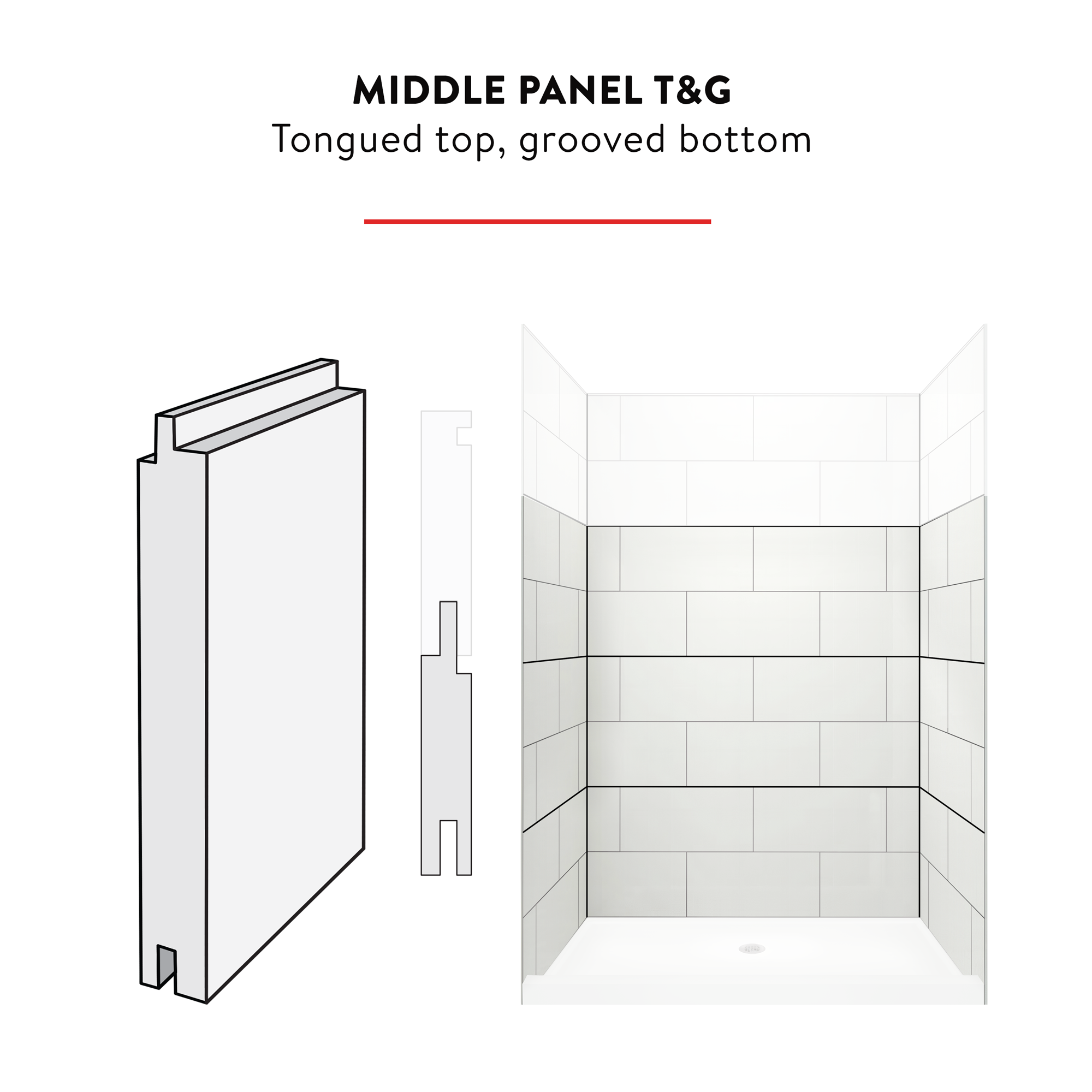 12"x24" Subway INDIVIDUAL TILE PANELS - MIDDLE PANELS
