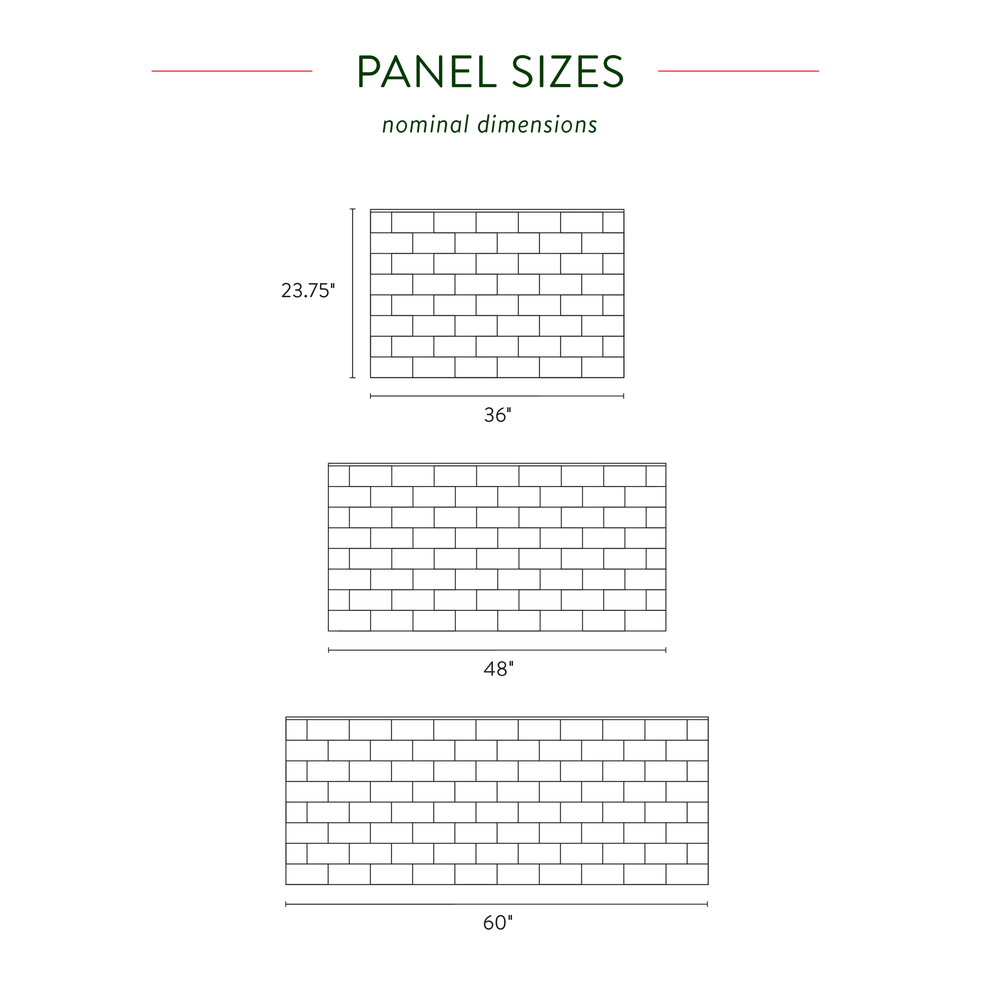 3"x6" Subway INDIVIDUAL TILE PANELS - MIDDLE PANELS