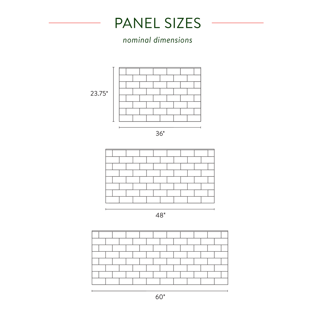 3"x6" Subway INDIVIDUAL TILE PANELS - MIDDLE PANELS