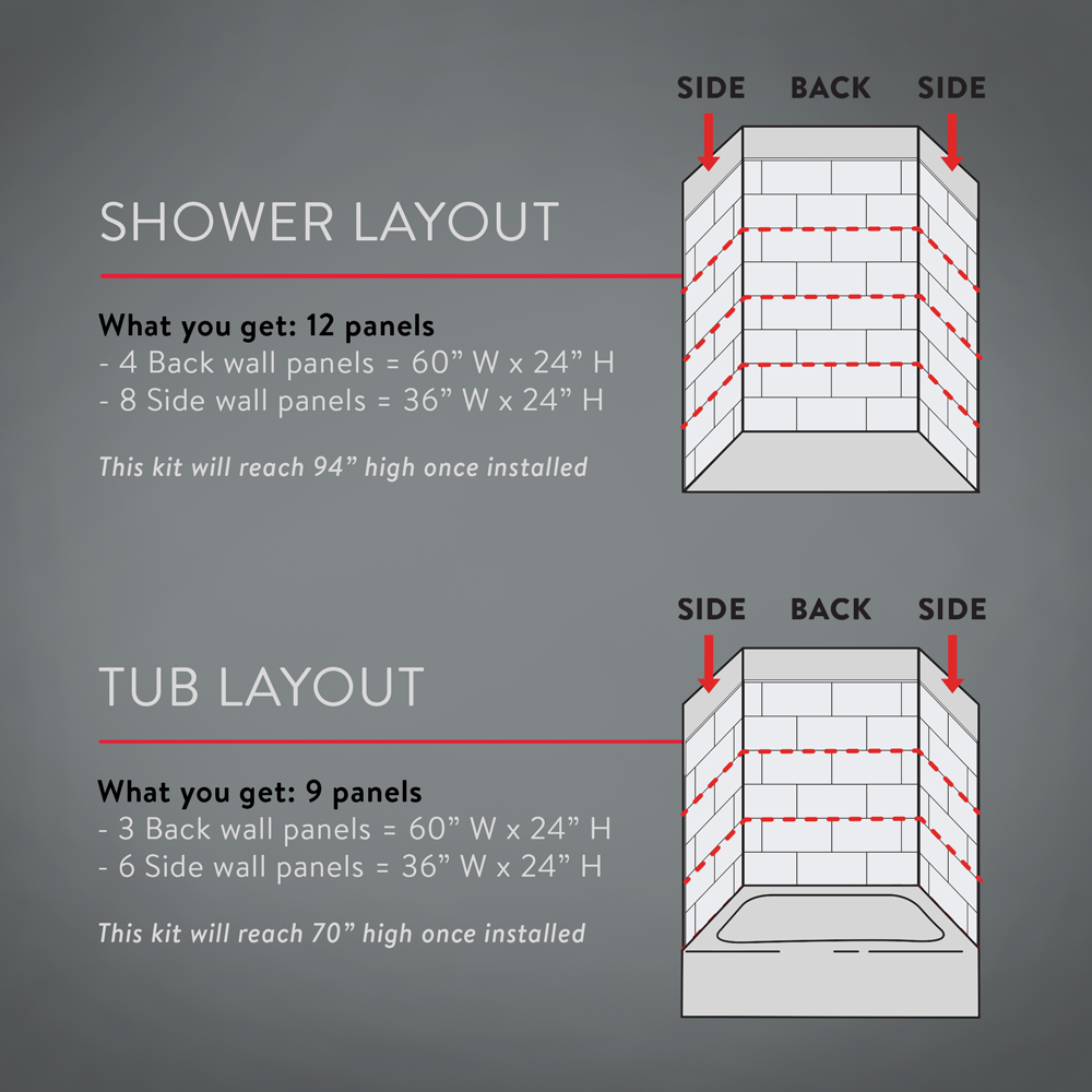 12"x24" Running Bond Subway Tub