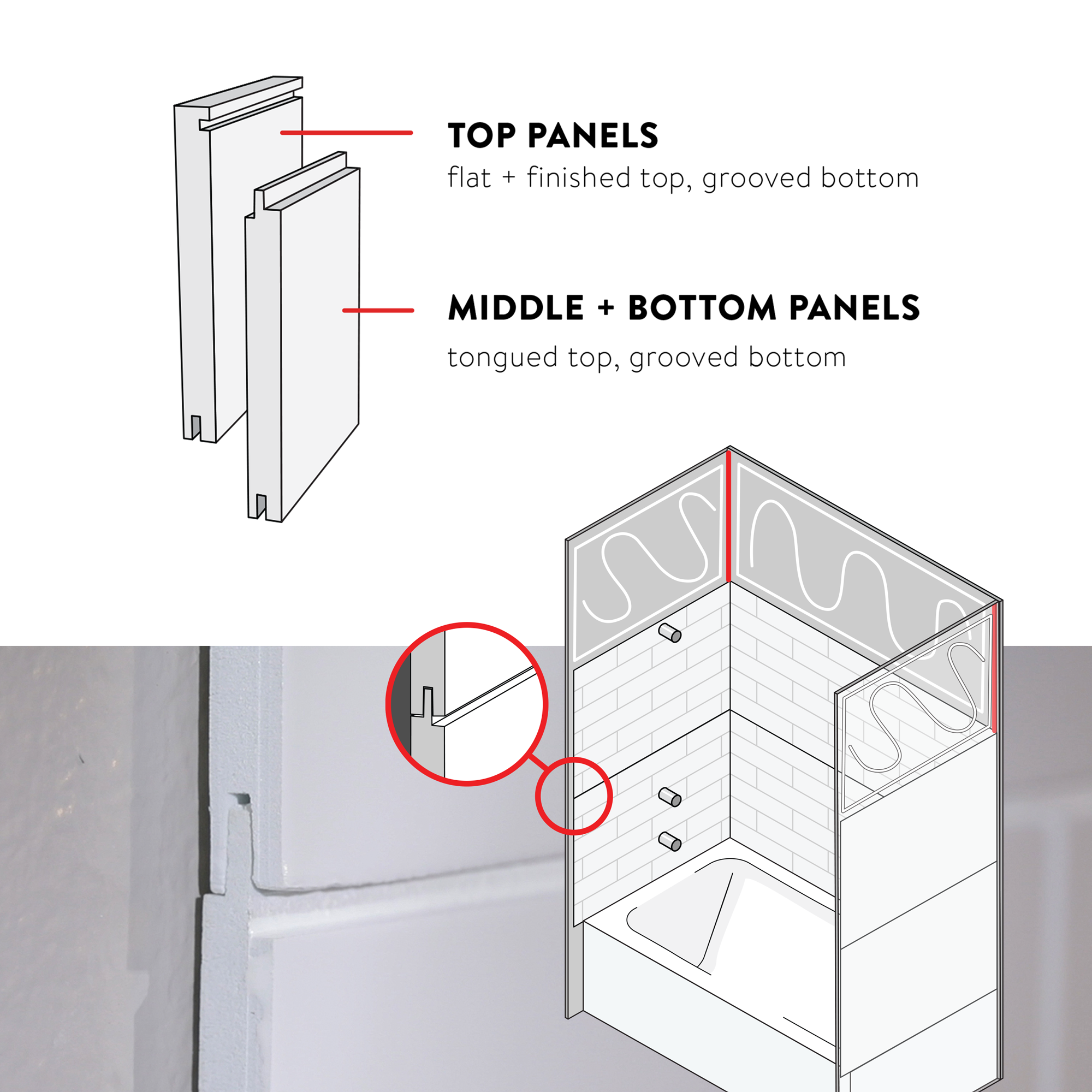 12"x24" Running Bond Subway Corner Shower