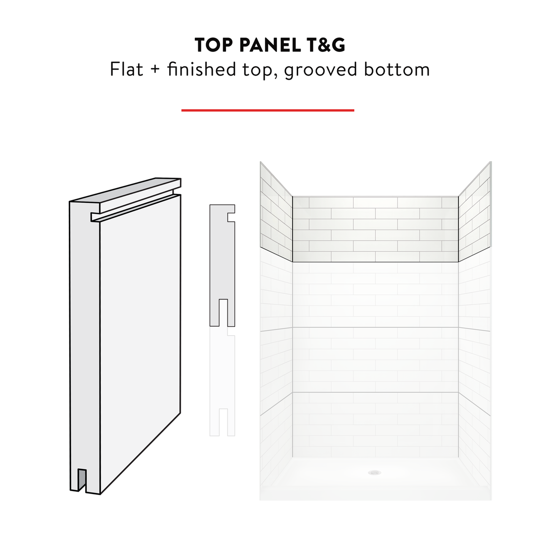 4"x16" Subway INDIVIDUAL TILE PANELS - TOP PANELS