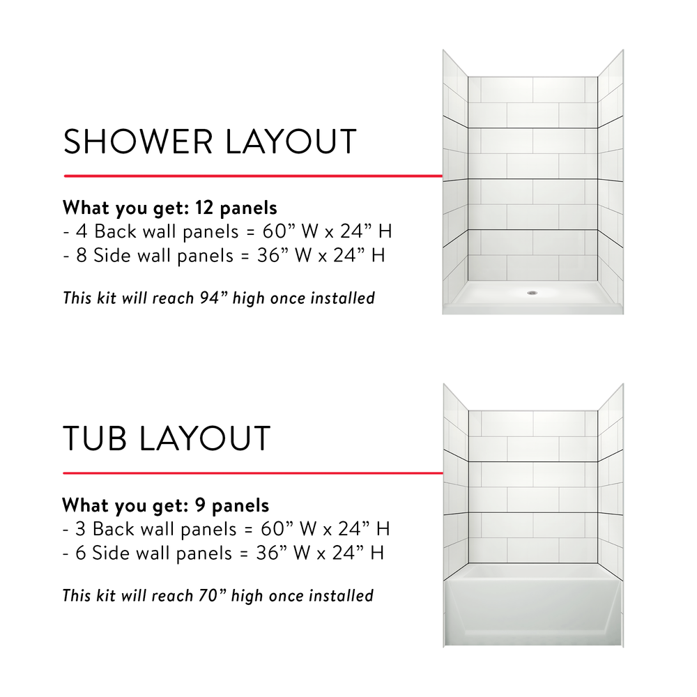 12"x24" Running Bond Subway Tub