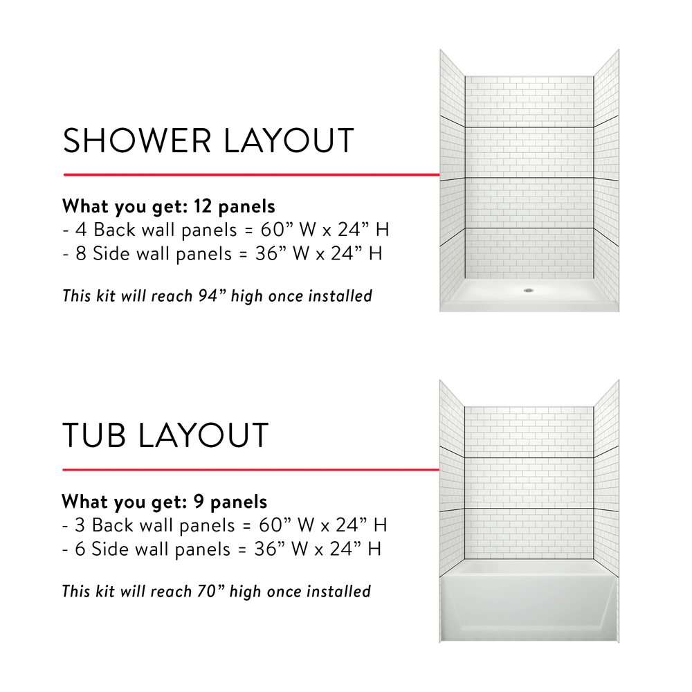 3"x6" Running Bond Subway Tub